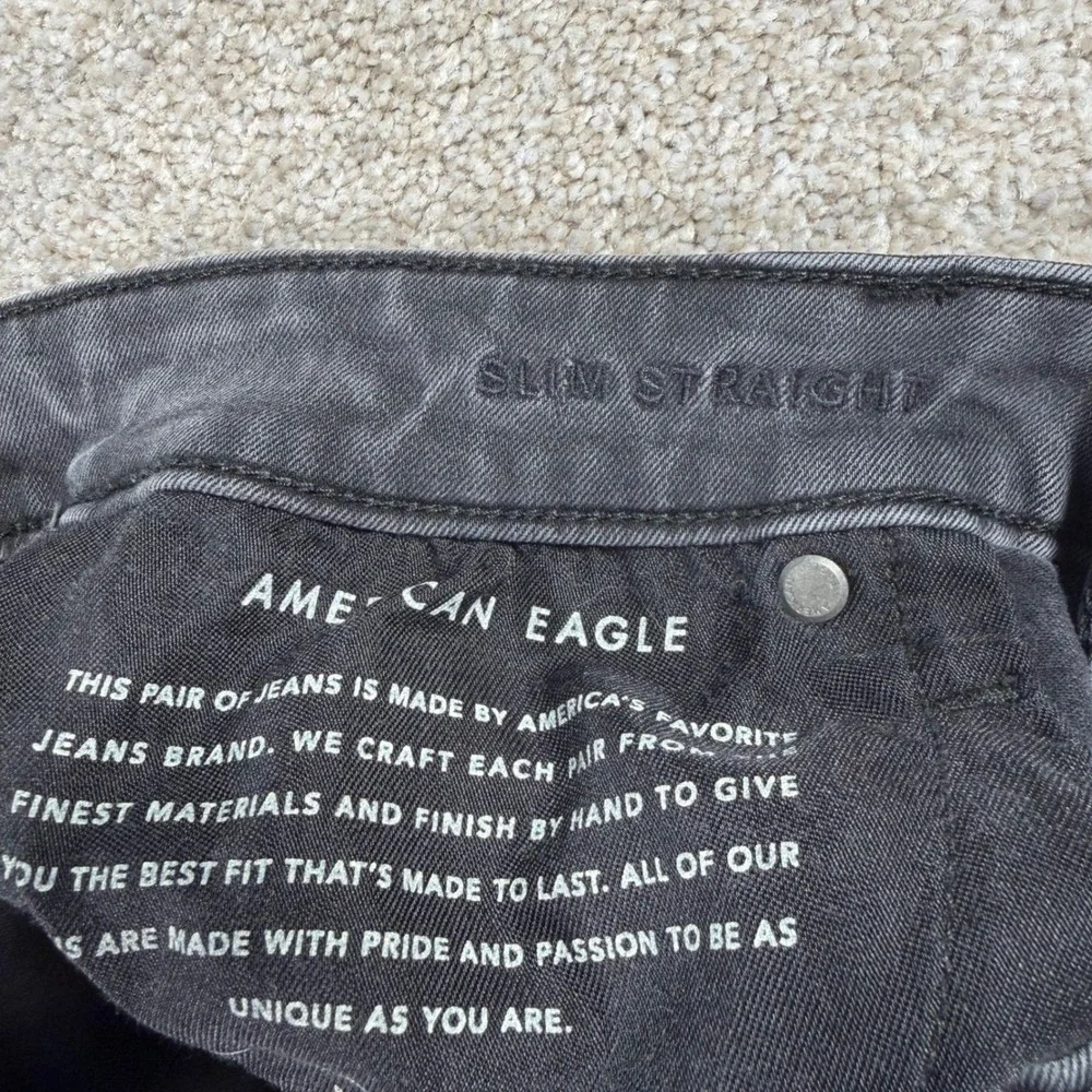American Eagle Slim Straight Jeans Mens 30x32 (FITS 29x31) Gray Flex Denim